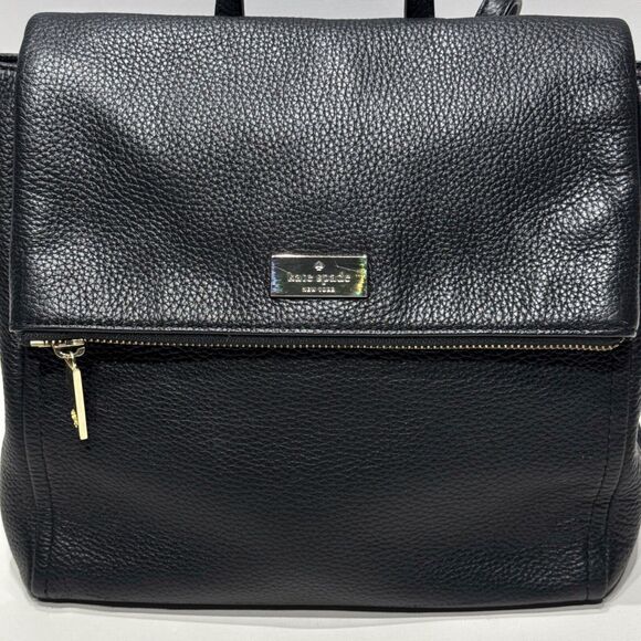 Kate Spade Highland Place Backpack Black Pebbled Leather Gold Hardware 11x10x4 main image 12